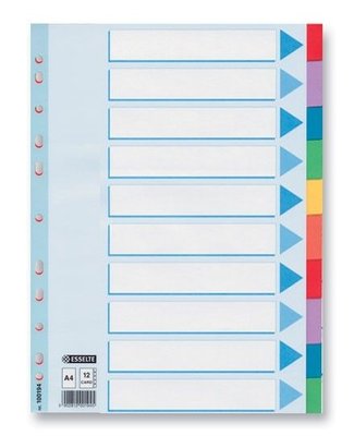 Rozlišovač A4 papírový 10-barevný s rejstříkem